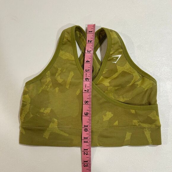 Gymshark Camo Seamless Sports Bra Olive Green Cross Back Size M - Picture 4 of 4